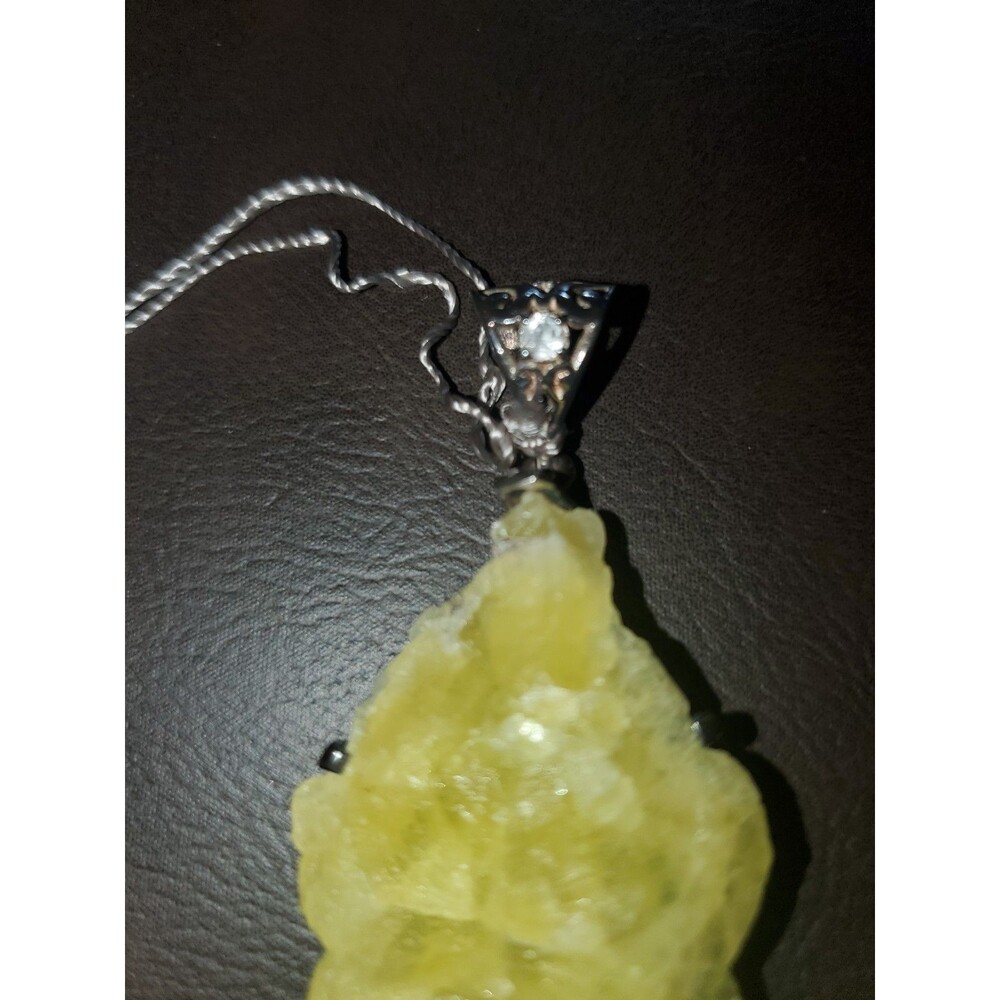 Starborn Creations 925 Silver Pendant With Large Brucite And White Topaz - Picture 4 of 11
